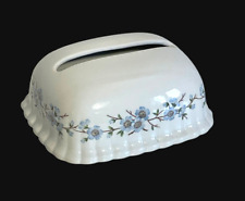 ANCIEN DEVIDOIR PAPIER TOILETTE EN PORCELAINE DE PARIS FLEURS BLEUES