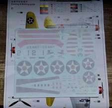 Planche de decals profils et Verrières pour TBD-1  Devastator  Trumpeter 1/32