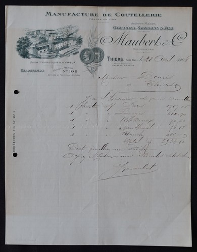 Billhead facture 1908 - billhead,