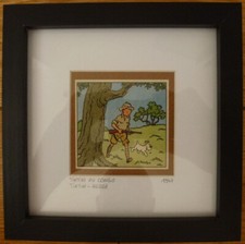 TINTIN au Congo Hergé Fusil Cadre Dessin Case Edition B1 1947 Certification