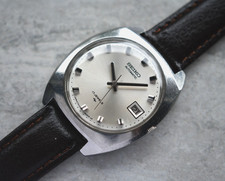 March 1972 Vintage Seiko Watch Automatic Silver Dial Date Leather Rare
