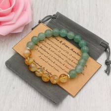 CITRINE & AVENTURINE Handmade Crystal Healing Gemstone Stretch Bracelet 6/8mm.