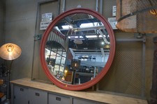 Large Industrial Wooden Round Mirror 1920