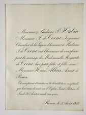 HUBIN Marguerite de Coene SHARE WEDDING Henri Allais ROUEN 1883