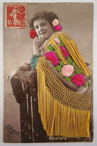 Carte postale ancienne brodée