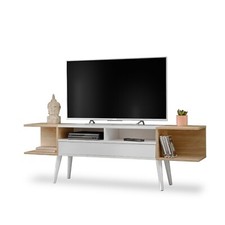 NOUVEAU komodee Forio Meuble TV, Blanc Chêne, 6 compartiments, 160x35x52