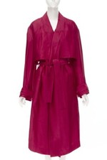 HAIDER ACKERMANN Fuschia pink linen rayon flap layered robe coat FR34 XS