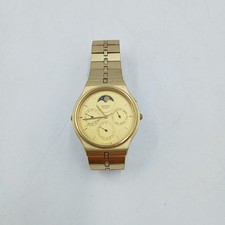 Seiko Men's Quartz Watch Moon Phase Day Date Japan Made Model 7F39-8020 Untested