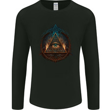 T-Shirt À Manches Longues Pour Hommes Avec L'Œil Illuminati Et Des Flammes
