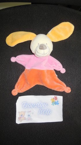 Doudou plat lapin chien - lapin, rose