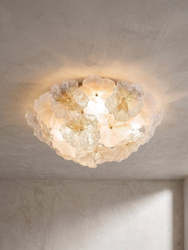 Lustre plafonnier fleurs verre - fleurs,