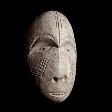 Masque facial tribal africain bois sculpté Lega Art déco masque mural - G1991
