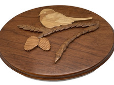 Handcrafted Carved Wood Bird on Pincone Branch Wall Hanging Plaque Artist named