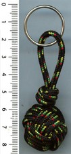 Vintage: Black Drawstring Compact Ball Keychain, Multicolor Patterns