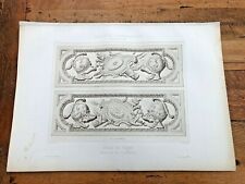 1888 quality print ! palais of fontainebleau. salle du trone -details du lambris