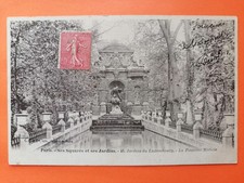 Postcard Paris Garden of Luxembourg Created in 1612 La FONTAINE MEDICIS Written in 1907