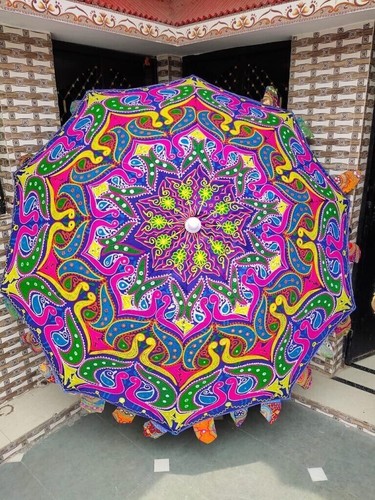 Blue garden parasol - garden,