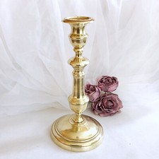 Signed T.C 19th Century Silver Plated Copper Candle Holder with Bobèche