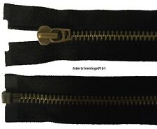 YKK Fermeture Demi Tirette,Noir,23.5 "/ 60CM,Laiton Antique Dents,Open Fin,N