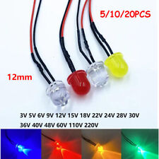 12mm Ultra Bright LED Light Emitting Diode 3V6V9V-220V Indicator Light With Wire