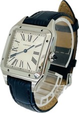 Cartier Santos Dumont LM WSSA0022 4240 Silver Quartz Mens Watch Excellent A4281