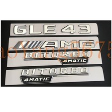 Chrome Trunk Fender Emblems Badges for Mercedes Benz GLE43 AMG BITURBO 4MATIC