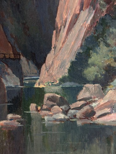 Antique painting pyrenees - painting,