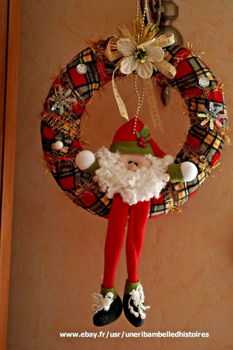 Couronne noël tissu et - couronne, noël,