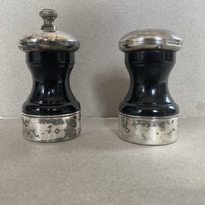 Peugeot Palace France Vintage Wood and Silver Metal Pepper & Salt Mill