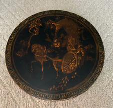 Vintage Antique Opium? Chinese? Resin Lacquer Table Top Brass Gold Relief 17.5”