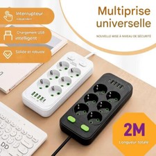 🔌 Multiprise intelligente 2M avec USB/Type-C – Sécurité, puissance et praticité