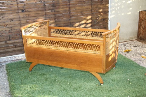 Ancien lit bébé bois - bois, et