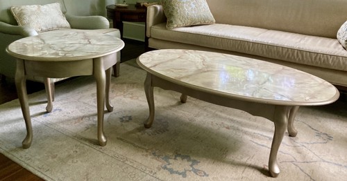 Vintage coffee table and side - and,