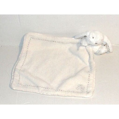 Doudou lapin blanc mouchoir - blanc,