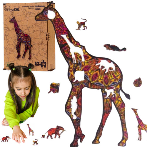 Puzzle bois girafe tachée - en,