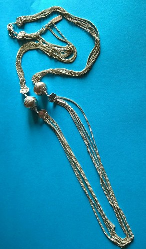 Collier long argenté - collier,