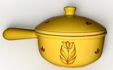 DRU Enamel Cast Iron Yellow Sauce Pan Pot with Lid Tulips Made In Holland #18