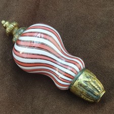 Antique Murano Pink & White Blown Twisted Glass Curtain Tassel or Handle 19th Century