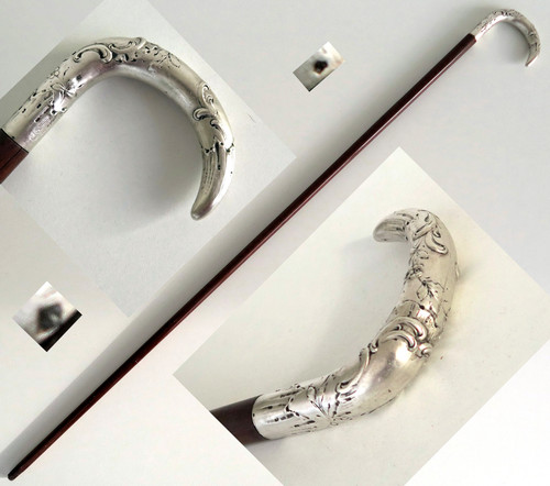 Canne pommeau argent massif - en,