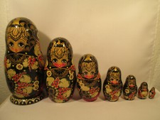 Large Painted Matryoshka Wood Dolls Russia Sculpture Art With Signature