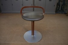 LA PALMA Design Metal and Leather Swivel Stool - 1970s