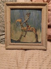 Rare Tableau Huile Sur Carton