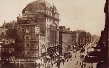 RPPC Boulevard Dondukov 1920s Postcard Sofia Bulgaria Aerial View Trolley People