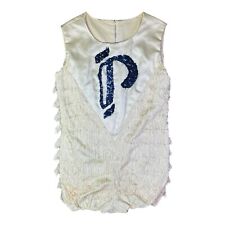 Vintage Satin Majorette Uniform Fringe Sequins Metal Zipper