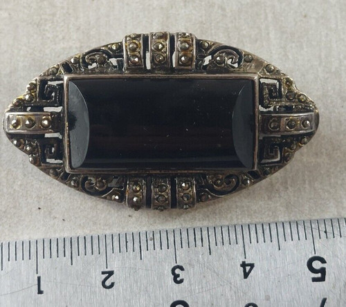 Ancienne broche décor - décor, onyx
