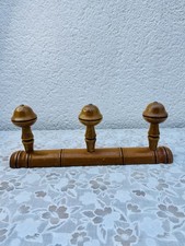 Antique 3 Hanger Turned Wood Wall Coat Rack Vintage - Length 34cm