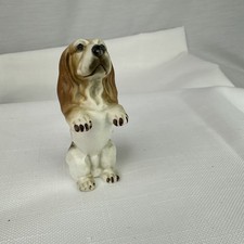 Begging Bassett Ceramic Dog Figurine 3”