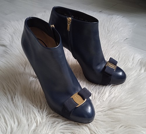 Bottines cuir bleu marine - en,