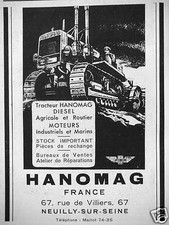 ADVERTISEMENT TRACTOR HANOMAG FRANCE DIESEL AGRICULTURAL AND ROAD INDUSTRIAL ENGINES
