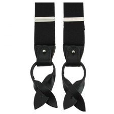 Tony & Paul. Bretelle. Hercule, Viscose. Noir / Cuir Noir  - Uni -  FABRIQUE EN 